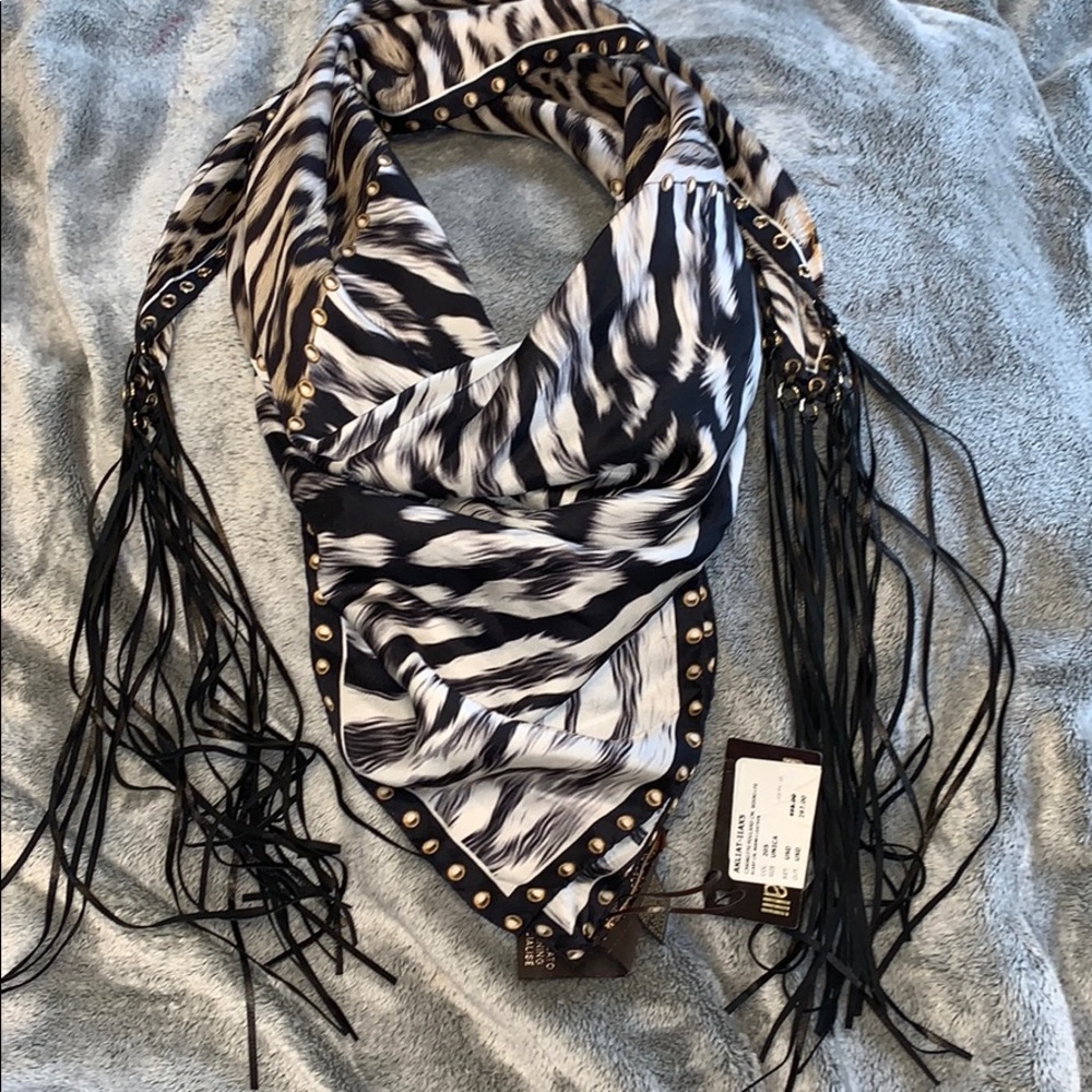 Roberto Cavalli scarf with leather fringes